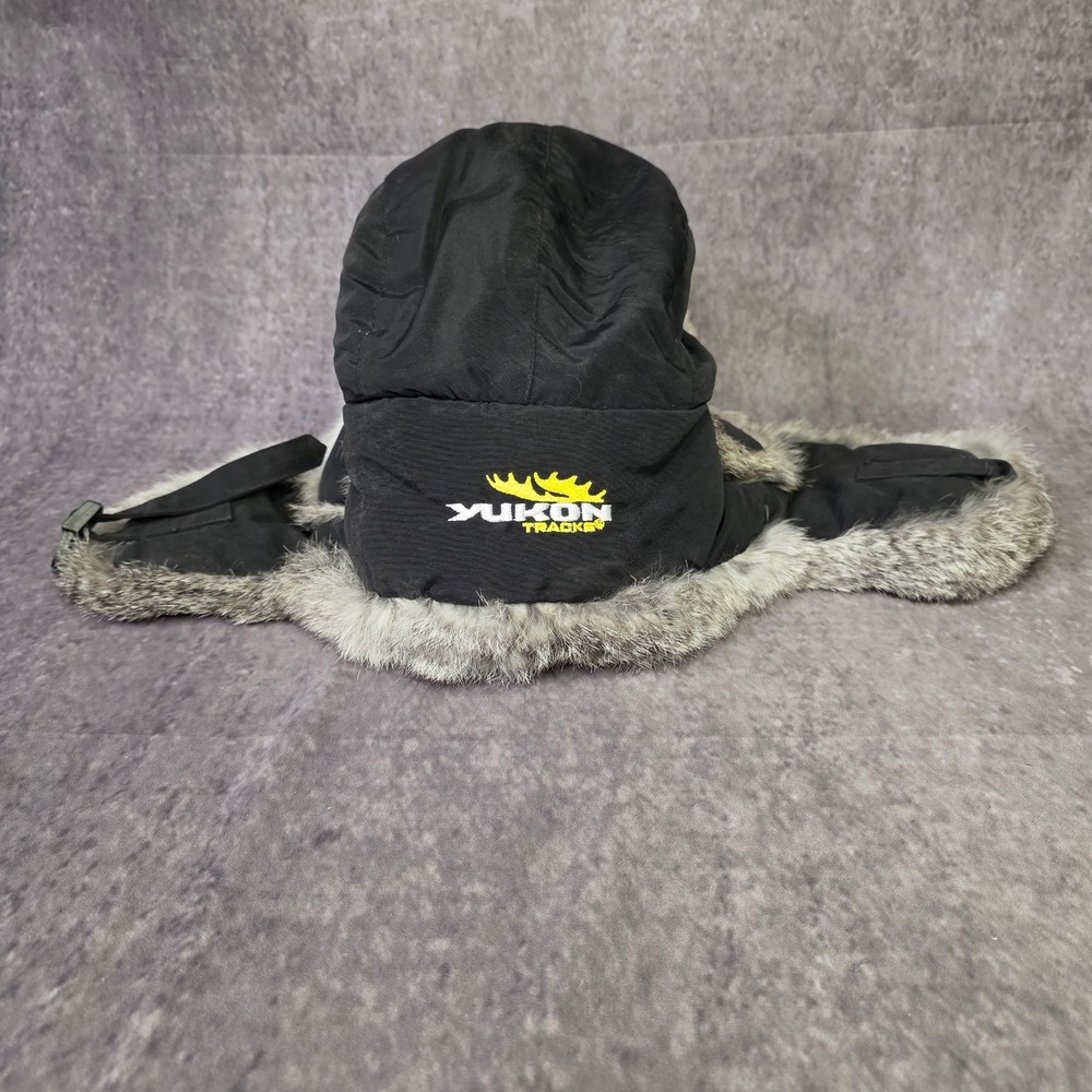 Yukon Tracks Trapper Hat Black Rabbit Fur Bomber Winter Cap Size XL